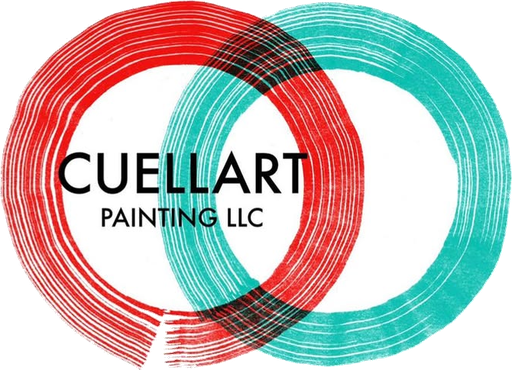 Cuellart Painting LLC logo: two hand-painted rings in red and teal